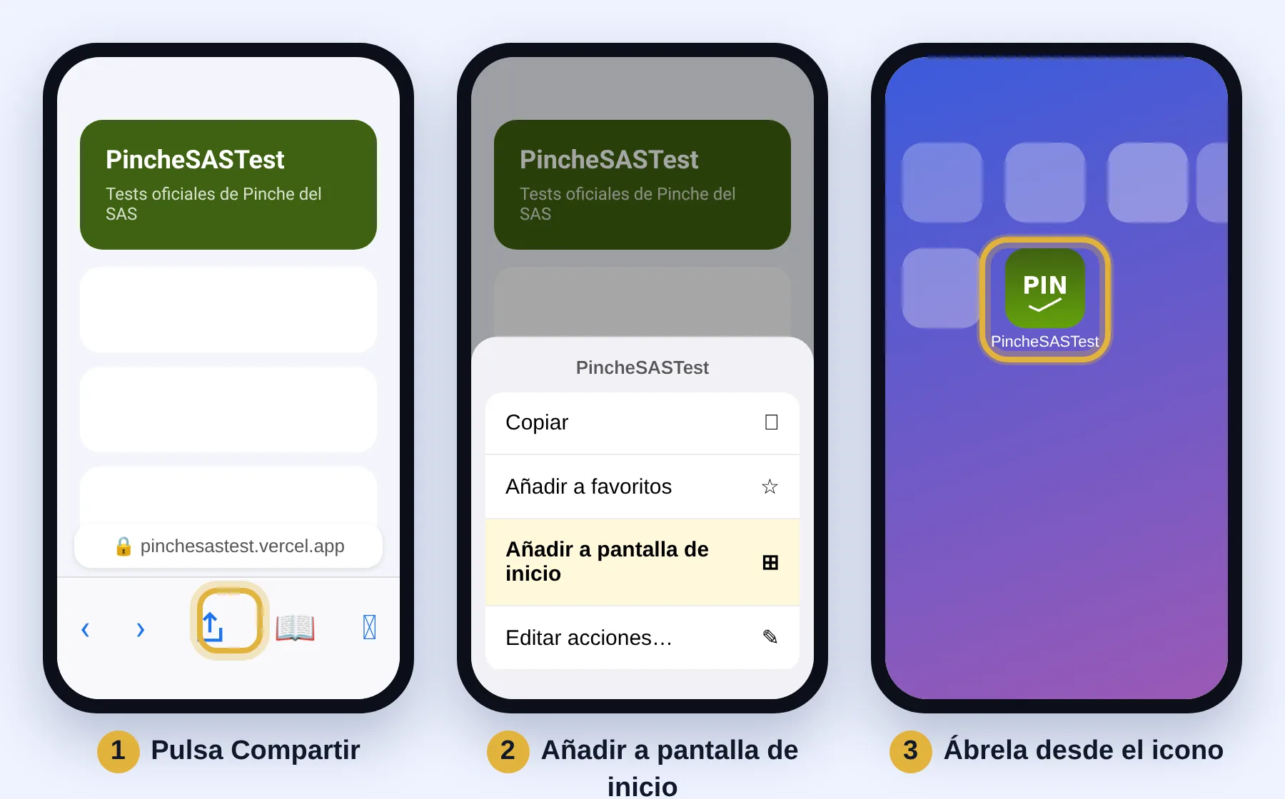 Safari, botón Compartir, Añadir a pantalla de inicio