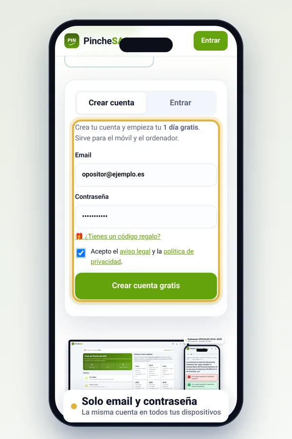 Pantalla de registro
